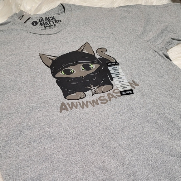 NWT Black Matter Awwsassin Cat Tee in Gray - Picture 2 of 5